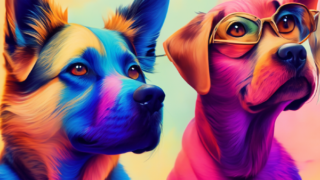 2匹の犬の3Dイラスト