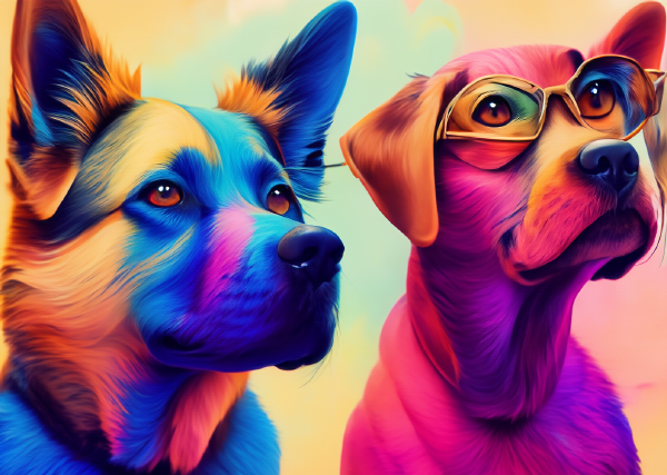 2匹の犬の3Dイラスト