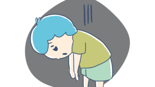 疲れてうなだれている人物のイラスト。ADHDの人が早起きして失敗した体験を表現している。