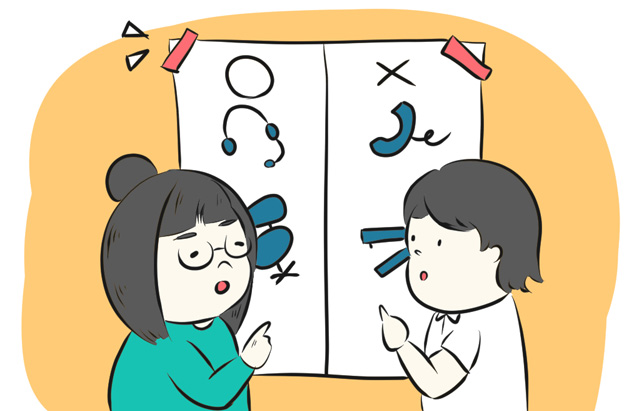 ボードを前にして対話・議論している2人のイラスト