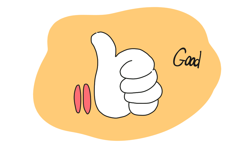 ADHDの特性とデザインの仕事の相性の良さを表した、グッドサインのイラスト